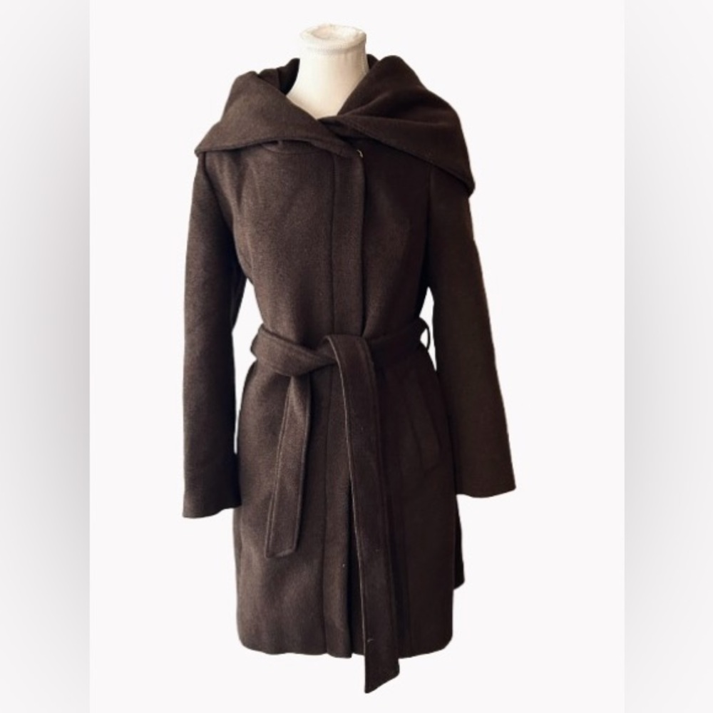COLE HAAN Brown Wool Coat Jacket SZ 4 XS Small Designer Brown Wool Blend Fall
